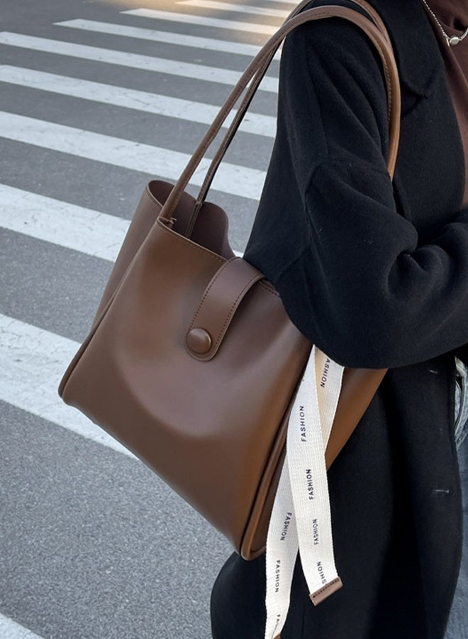 DUNISO Women's Shoulder Tote Bag Leather Handbag For Women Retro Large Capacity Messenger Fashionable Travel Hand Bag（Brown） - Image 5